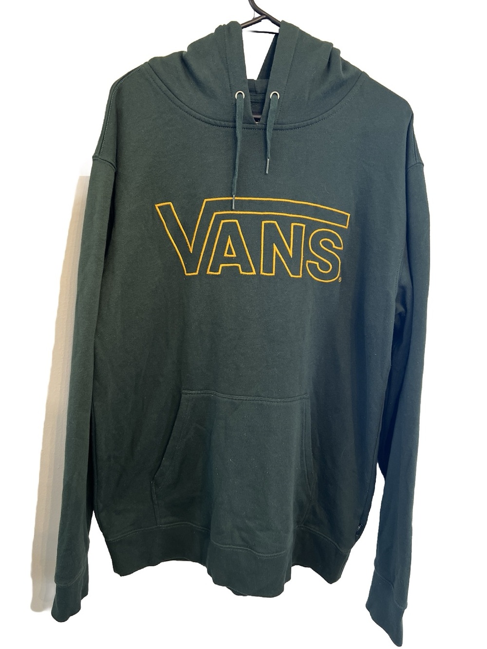 Vans Men's Forest Green Hoodie with Yellow Logo